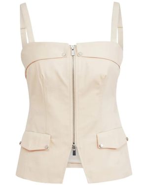 Toccin Jayden Front-Zip Cotton Top - White