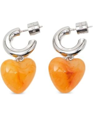 Bimba Y Lola Hoop Earrings With Resin Heart - Orange