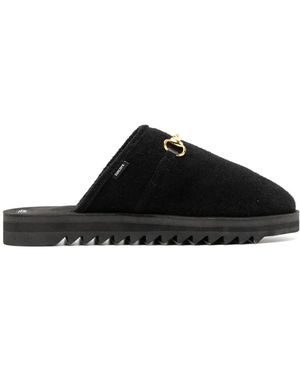Suicoke Chain-Detail Suede Slippers - Black