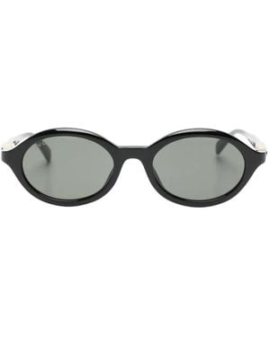 Gucci Logo Oval-Frame Sunglasses - Grey