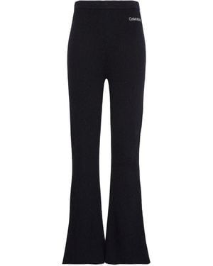 Calvin Klein Elastic-Waistband Flared Trousers - Blue