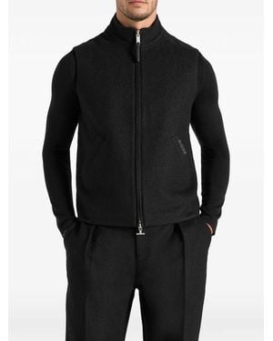 Manière De Voir Gilet Zippé Levi En Laine Brossée À Chevrons - Black