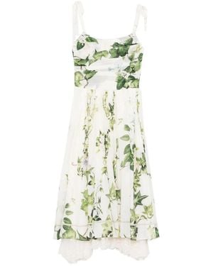 Alice + Olivia Floral-Print Tie-Shoulder Dress - White