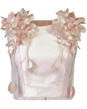 Aje. Haut Camille À Fleurs Appliquées - Rose