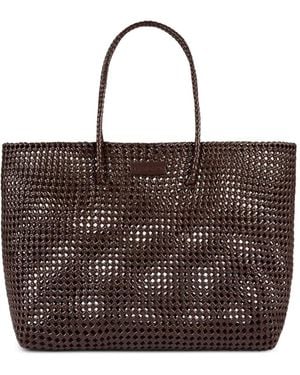 Sandro Woven Tote Bag With Patch - Brown