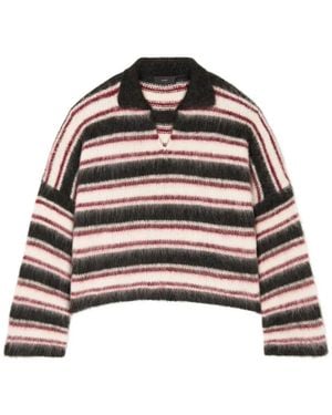 Alanui Grunge Striped Sweater - Gray