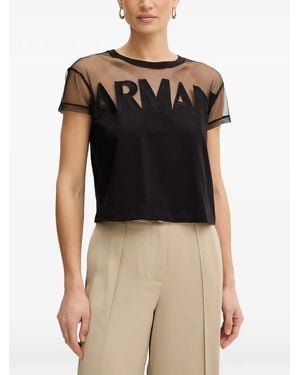 ARMANI EXCHANGE Mesh-Panel Logo T-Shirt - Black