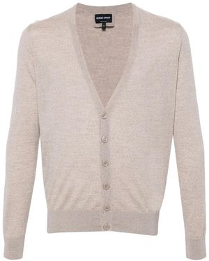 Giorgio Armani V-Neck Wool Cardigan - White