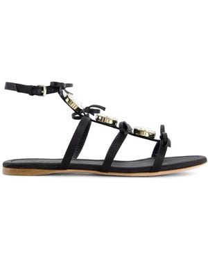 Giambattista Valli Crystal-Embellished Leather Sandals - Black