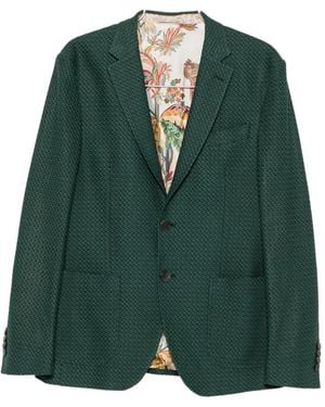 Etro Basket-Weave Single-Breasted Blazer - Green