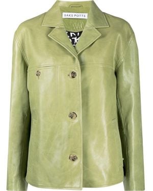 Saks Potts Buttoned-up Leather Jacket - Green