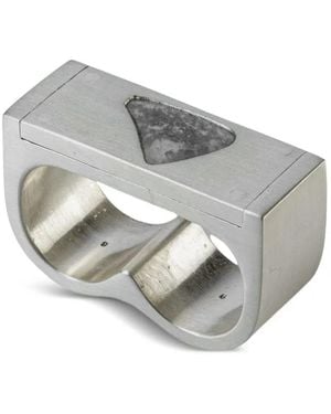 Parts Of 4 Anello Plate Double Con Diamanti - Grigio