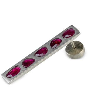 Parts Of 4 Sterling Plate Ruby Earring - Grey