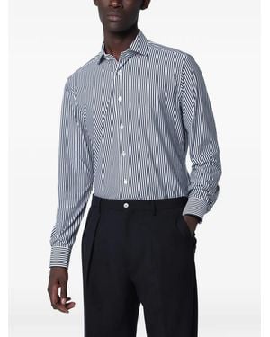 Xacus Vertical-Stripe Long-Sleeve Shirt - Blue