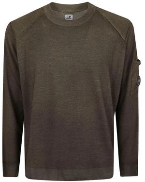 C.P. Company Merino Wool Re-Colour Lens Crewneck Jumper - Green