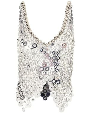 Rabanne Sequin-Embellished Top - White