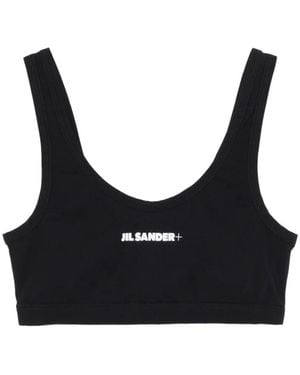 Jil Sander Logo-Print Bikini Top - Black