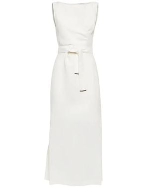 Brunello Cucinelli Belted Wrap-Style Midi Dress - White