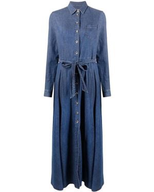Philipp Plein Denim Maxi Shirt Dress - Blue