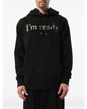 Mastermind Japan Distressed Graphic-Print Hoodie - Black