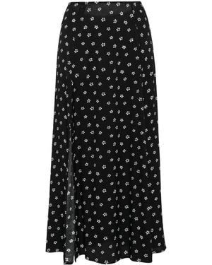 Reformation Zoe Floral-Print Midi Skirt - Black