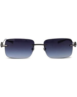 Gucci Rimless Rectangle-Frame Sunglasses - Blue