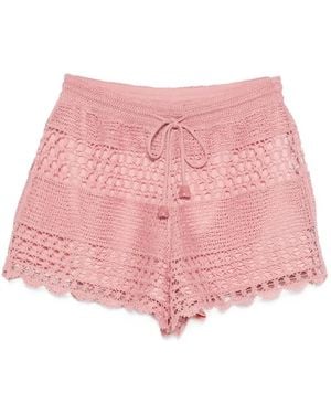 Zimmermann Wanderlust Crochet Cotton Shorts - Pink