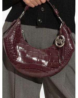 MICHAEL Michael Kors Medium Koa Crocodile-Effect Logo-Charm Shoulder Bag - Red