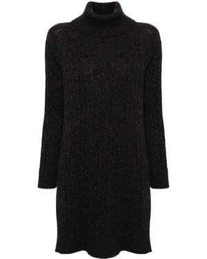 N.Peal Cashmere ケーブルニット ドレス - ブラック