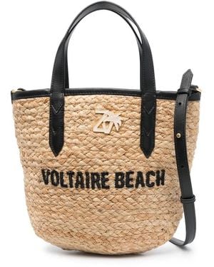 Zadig & Voltaire ロゴ ラフィア ビーチバッグ - ナチュラル