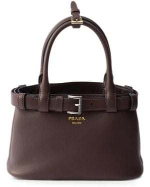 Prada Buckle Small Leather Bag With Belt - Purple
