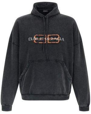 Balenciaga Hoodie Imprimé À Poche Kangourou - Noir