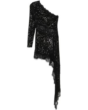 Nissa Lace-Insert Sequined Mini Dress - Black