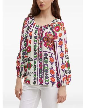 La Petite Francaise Bonbon Floral Tie-Neck Top - Red
