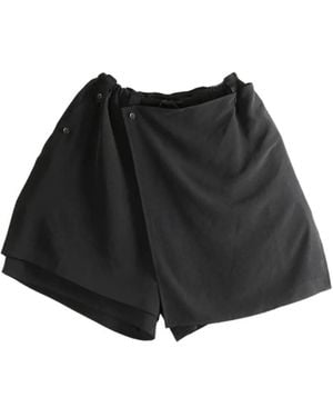 Yohji Yamamoto Button Draped Shorts - Black