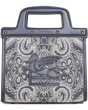 Etro Sac Cabas En Jacquard À Logo Embossé Petit Format - Gris