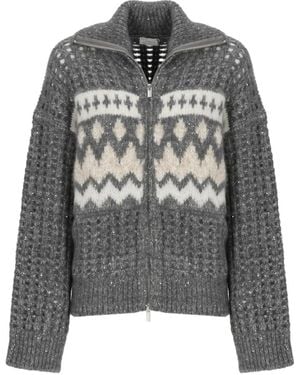 Peserico Sequin-Embellished Perforated Jumper - Grey