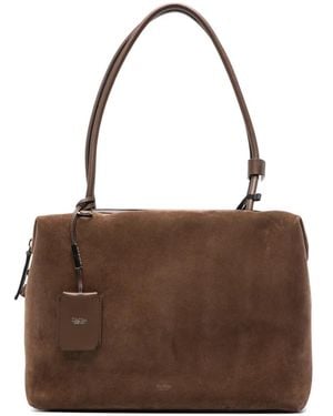 Max Mara Bolso Boston Cuadrado De Serraje Y Piel - Marrón