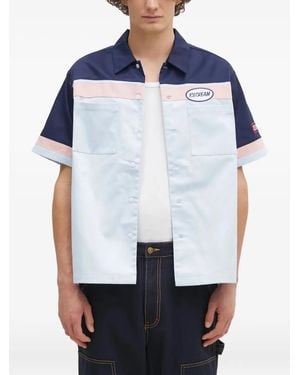 ICECREAM Paneled Embroidered Shirt - Blue