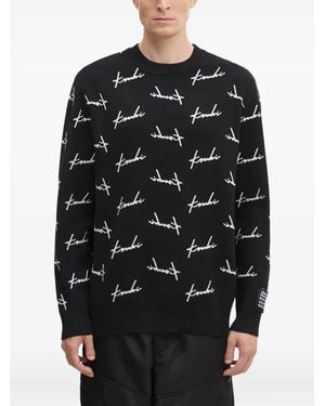 Ksubi Skript Signature Pattern Crew-Neck Jumper - Black
