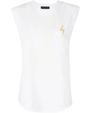 Giuseppe Zanotti Ursella Logo-Embroidered Sleeveless Cotton Tank Top - White