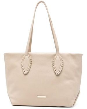Cromia Reef Whipstitch-Trim Leather Tote Bag - Natural