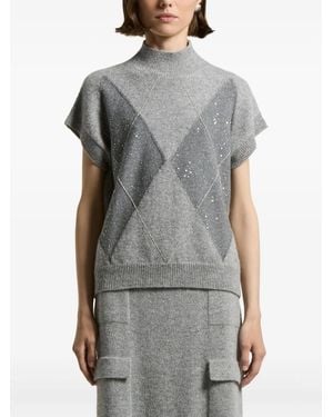 Peserico Sequin-Embellished High-Neck Vest - Grey