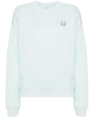 Maison Kitsuné Sweater Met Vossenkop Patch - Blauw