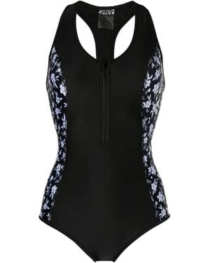 Duskii Bañador Con Estampado Floral - Negro