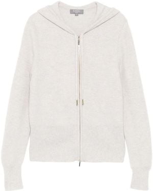 N.Peal Cashmere Hoodie Zippé En Maille À Motif Alvéolé - White