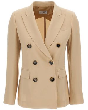 Alberto Biani Double-Breasted Flap Blazer - Natural