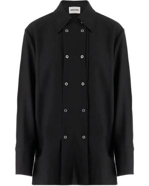 Jil Sander Double-Breasted Virgin-Wool Coat - Black