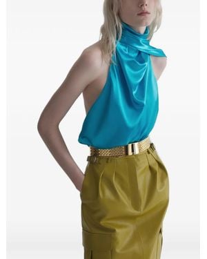 Mugler Backless Scarf Top - Blue