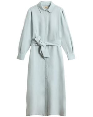 Woolrich Shirt Belt Midi Dress - Blue